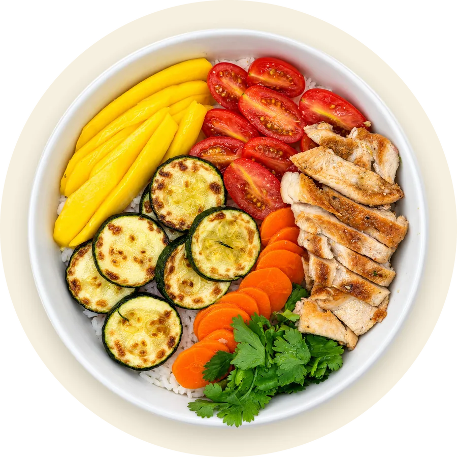 VIVA Pacific Mango Chicken Bowl from VIVA Bowls in Miami